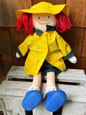 EUC 1990 Yellow Raincoat Madeline 18" Cloth Doll by EDEN - Rare - Vintage